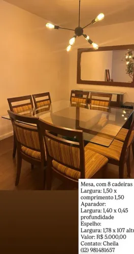 Vendo esta mesa com oito cadeiras tampo de vidro