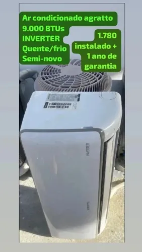 Ar condicionado instalado com garantia de 1 ano