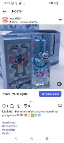 Perfume infantil fragrância suave