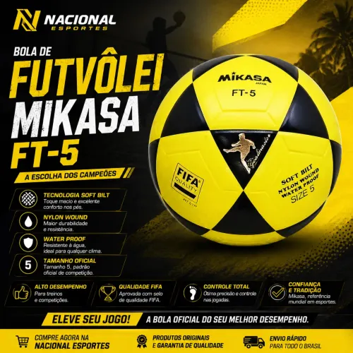 BOLA FUTEVÔLEI MIKASA FT5 original 