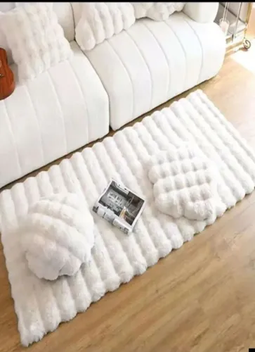 Tapete Peludo Branco 120x60cm Antiderrapante Para Quarto Sala João Pessoa