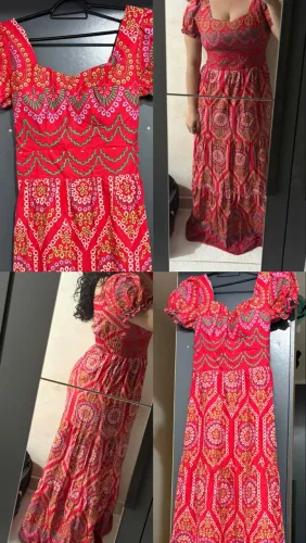 Vestido vermelho estampado