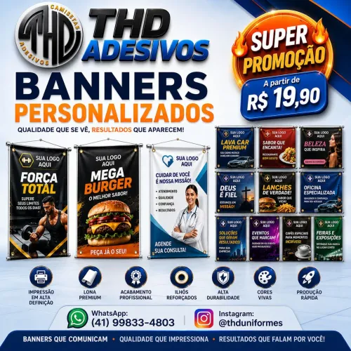 Banners Personalizados Lonas com ilhós ou cordão