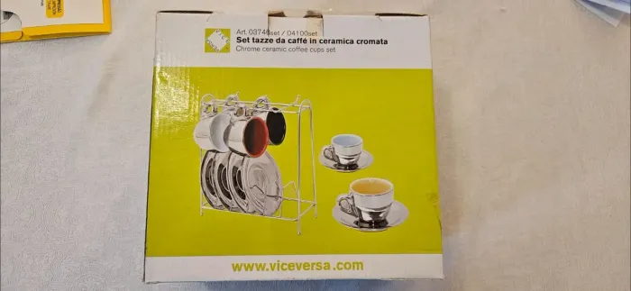 Jogo de Xicará de café com Suporte Versa Colorido (13 peças) novo