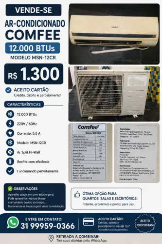 Ar-Condicionado Split Comfee 12.000 BTUs 220V - R$ 1.300