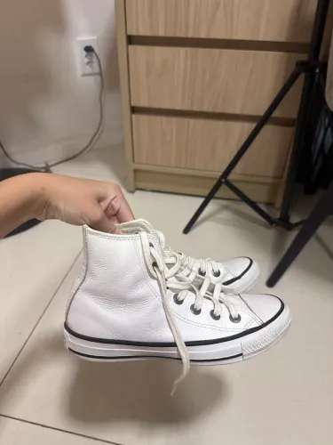 Tênis Chuck Taylor All Star Couro Cano Alto Branco