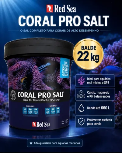 Red Sea Coral Pro Salt 22kg Original | Sal Premium para Aquário Marinho Reef