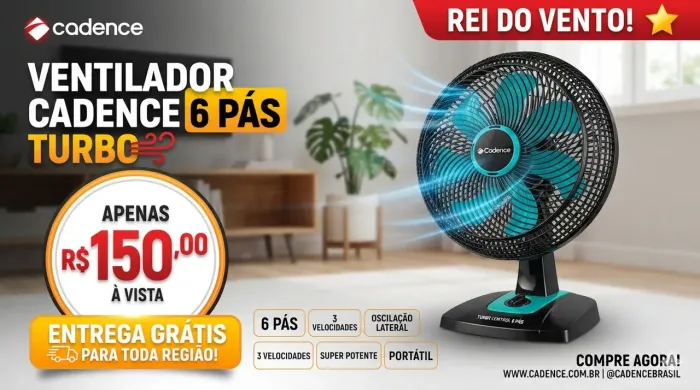 Ventilador Cadence 6 pás turbo semi novo
