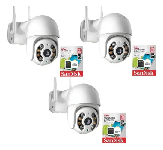 Kit 3 Câmera Com Cartão de Memória 128gb