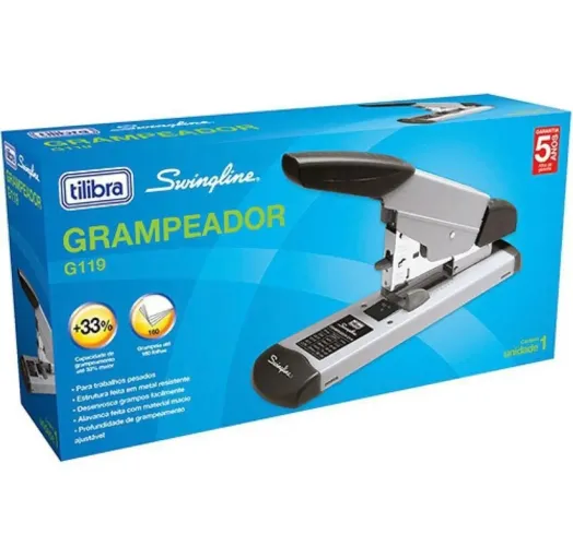 Grampeador 160 Folhas Metálico De Mesa G119 Cinza - Tilibra