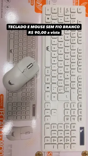 Teclado e mouse sem fio branco