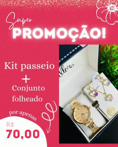 Kit relógio passeio feminino 