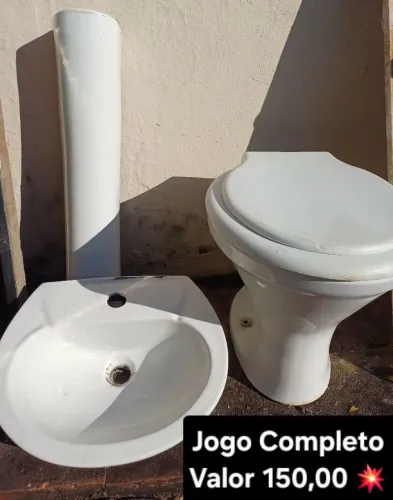 Jogo de Banheiro Completo Vaso + Pia + Coluna R$ 150<br><br>
