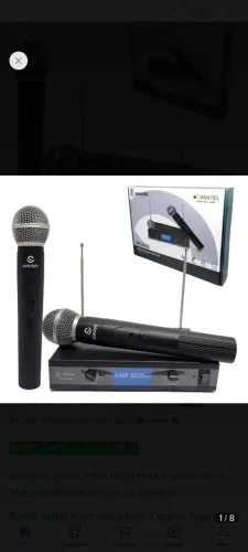 Microfone profissional sem fio duplo 2 canais 30 metros VHF<br><br>R$ 159,90