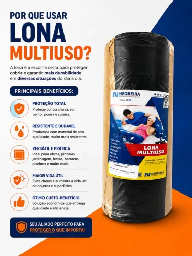 Lona plástica preta 4x100