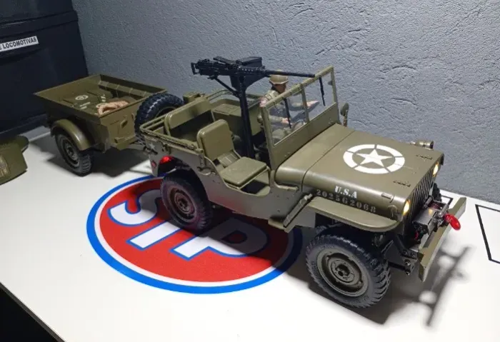 JEEP MILITAR 4X4 CONTROLE REMOTO COM REBOQUE FUNCIONAL - RICO EM DETALHES!