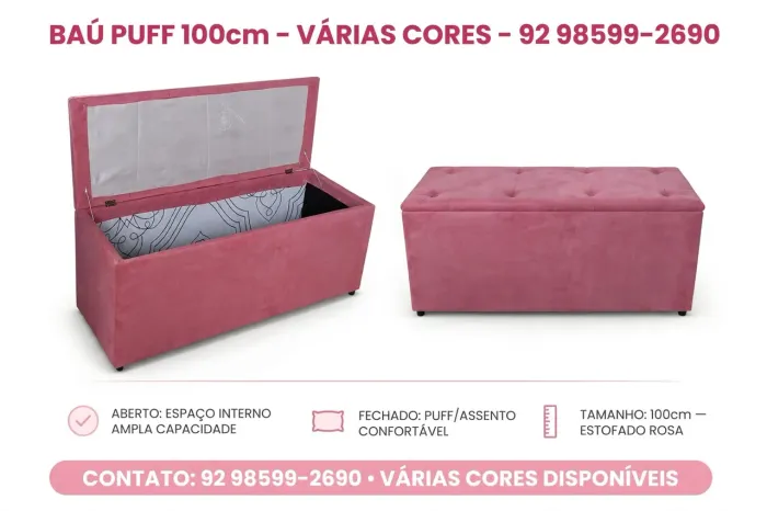 VENDO BAÚ/PUFF NOVO