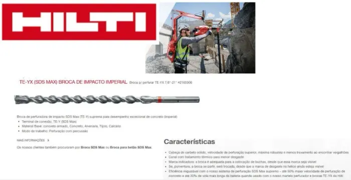 Broca Sds Max 7/8 Te-yx 7/8 - 21 Hilti 2165906