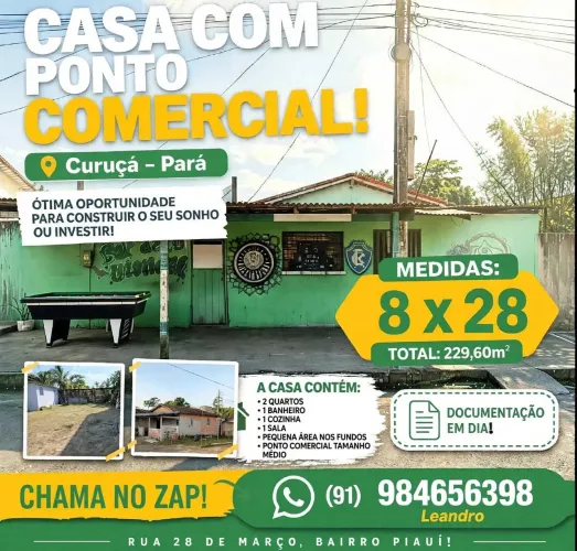 CASA COM PONTO COMERCIAL À VENDA - CURUÇÁ/PA