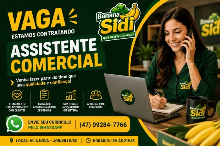 VAGA DISPONÍVEL - ASSISTENTE COMERCIAL