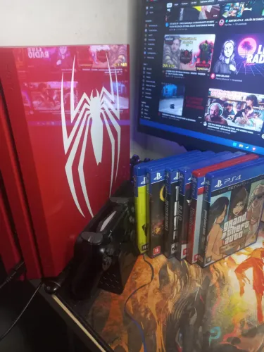 Playstation 4 Pro edição Spider-men, 1 Controle, 7 Jogos.