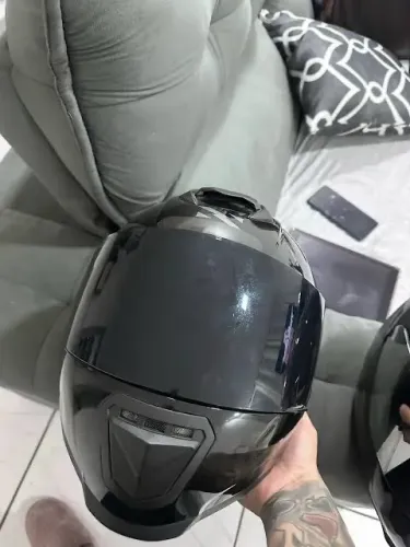 CAPACETE NORISK PRETO BRILHOSO C AEROFOLIO E VISEIRA