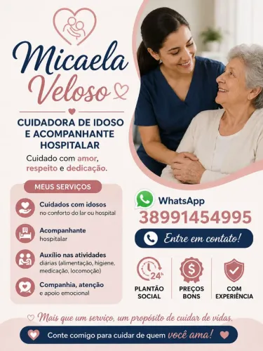 Cuidadora de idoso e acompanha hospitalar