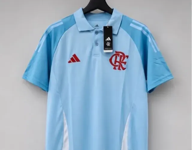 camisa polo flamengo adidas azul celeste G