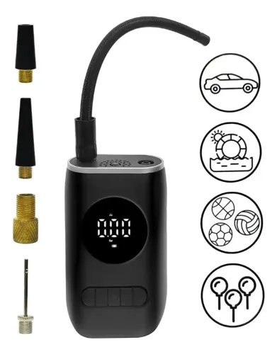 Compressor De Ar Portátil Carro Moto Bicicleta Preto Monofásica