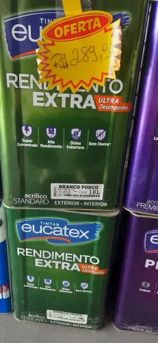 Tinta Acrílica Rendimento Extra Eucatex 18 litros interior e exterior 