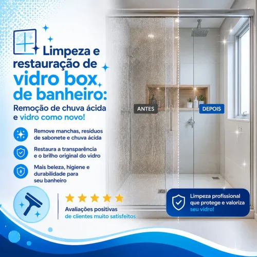 Limpeza e restauração de vidro box de banheiro