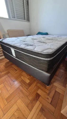 Conjunto de Casal Box + Colchão Casal Ortobom Master Superpocket Molas Ensacadas 1,90x1,38