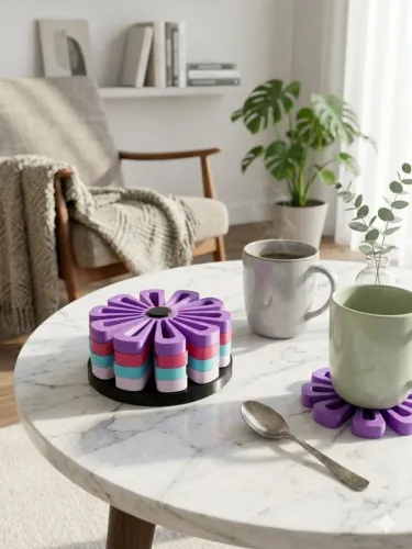 Descanso de Caneca em Formato de Flor - Impressão 3D
