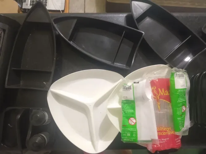 Kit lanchonete - barqueira de petisco, porta guardanapo, petisqueira triangular, e mais