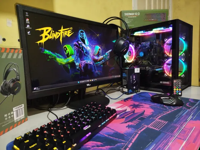 Pc Gamer completo i3-8350K, 16GB, RX 5600, Monitor 22", teclado mecânico