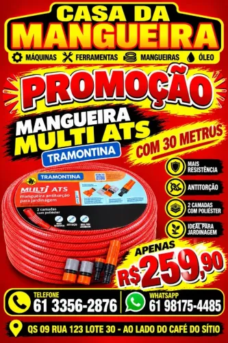 MANGUEIRA ANTITORÇÃO MULTI ATS EM PVC PARA JARDIM DE 1/2, COM 30 METROS E ENGATES PLAST