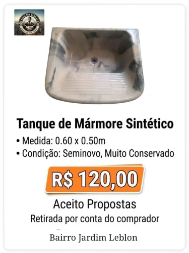 Tanque marmore sintético usado excelente! Aceito proposta 