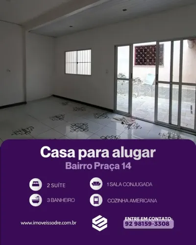 Casa com 2 suítes e cozinha americana para locação na Praça 14