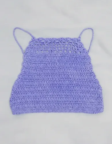Cropped de Crochê Azul