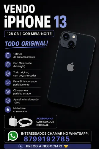 Vendo iPhone 13 semi novo com excelente estado poucas marcas de uso