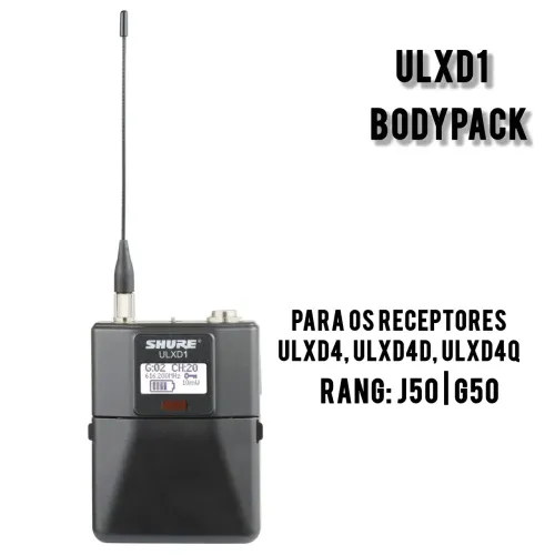 Transmissor Bodypack ULXD1 Shure Para Receptores Sem Fio ULXD4, ULXD4D, ULXD4Q J50 | G50