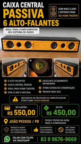 Caixa Central Passiva 6 Alto-Falantes - Home Theater