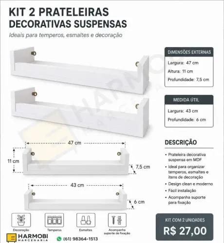 Kit prateleiras pera temperos e esmaltes