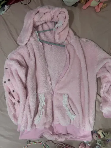 blusa de frio rosa coelho