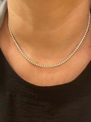 Colar Riviera Moissanite pedra 2mm, com 4 garras, com certificado GRA