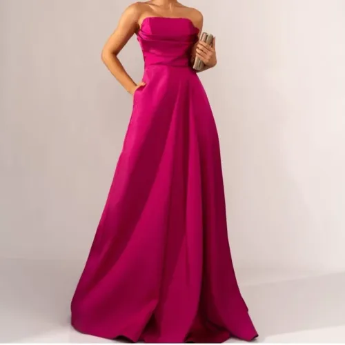 VESTIDO DE FESTA LONGO COM BOLSO E FENDA TURIM