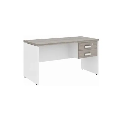 Mesa De Escritório Com Gaveteiro Cor Fresno Branco Design Moderno Premium - 71107