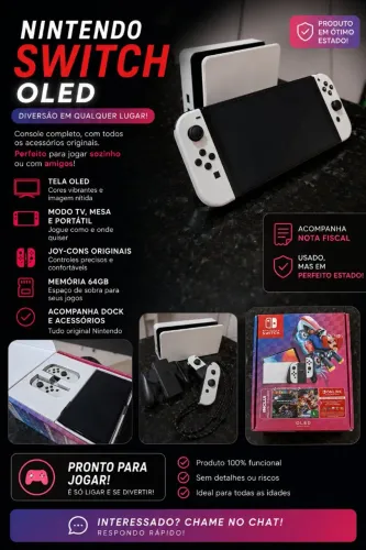 Nintendo Switch OLED Branco - Completo
