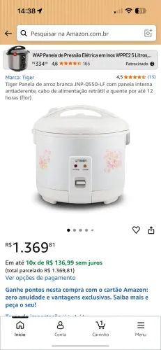 Panela de arroz tiger original japonesa 