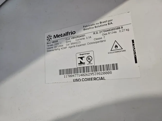 Geladeira expositora metalfrio 497L